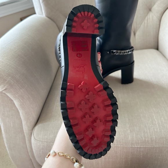 Christian Louboutin Black Leather Heeled Boots - Picture 6 of 6